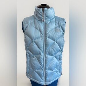 Vintage Y2K The North Face 550 Quilted Down Vest Baby Blue Puffer Jacket Small